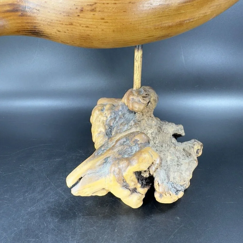 1989 K L Osborn Hand Carved Shore Bird Wood Figurine On Driftwood Hand‎ Made Vtg